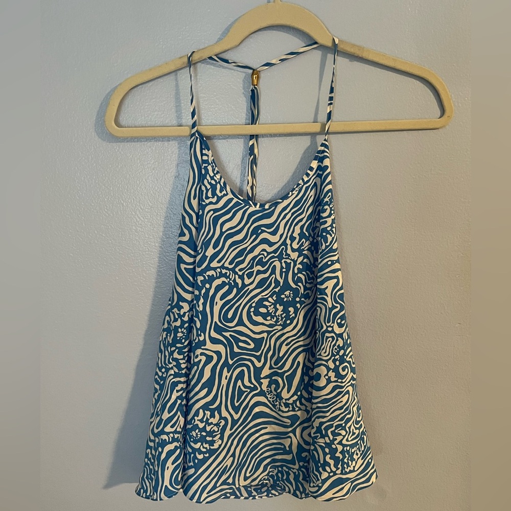 Lilly Pulitzer Blue and White Silk Camisole
